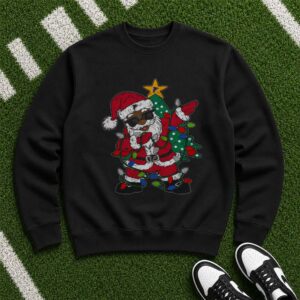 African American Santa Claus Christmas Lights Funny Atlanta Falcons NFL T-Shirt