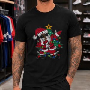 African American Santa Claus Christmas Lights Funny Atlanta Falcons NFL T-Shirt