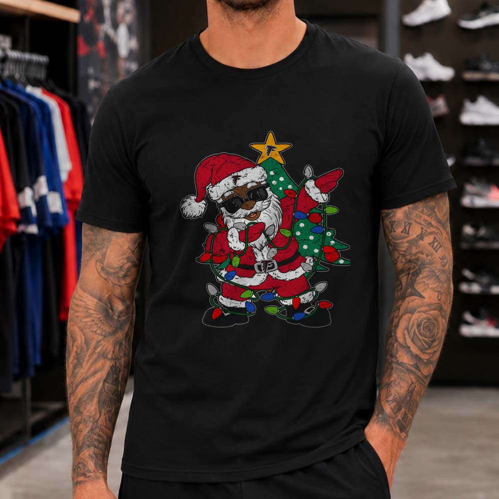African American Santa Claus Christmas Lights Funny Atlanta Falcons NFL T-Shirt African American Santa Claus Christmas Lights Funny Atlanta Falcons NFL T-Shirt