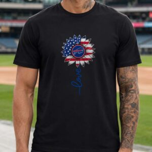 American Flag Sunflower Love Women Buffalo Bills T-Shirt