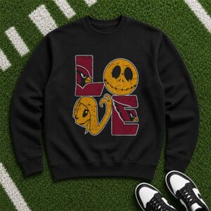 Arizona Cardinals Love Jack Skellington Sally Nightmare Before Christmas Halloween T-Shirt