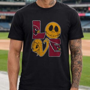 Arizona Cardinals Love Jack Skellington Sally Nightmare Before Christmas Halloween T-Shirt