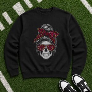 Arizona Cardinals Messy Bun Skull Leopard Women Fan T-Shirt