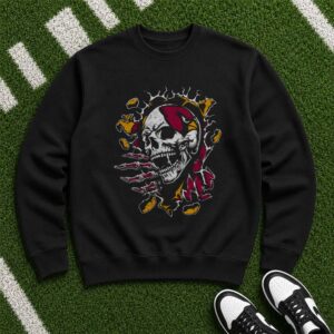 Arizona Cardinals Skull Breaking Through Skeleton T-Shirt