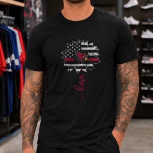 Arizona Cardinals Sunflower American Flag Love T-Shirt
