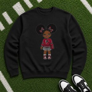 Atlanta Falcons Cute Black Girl Afro Puffs Football Fan T-Shirt