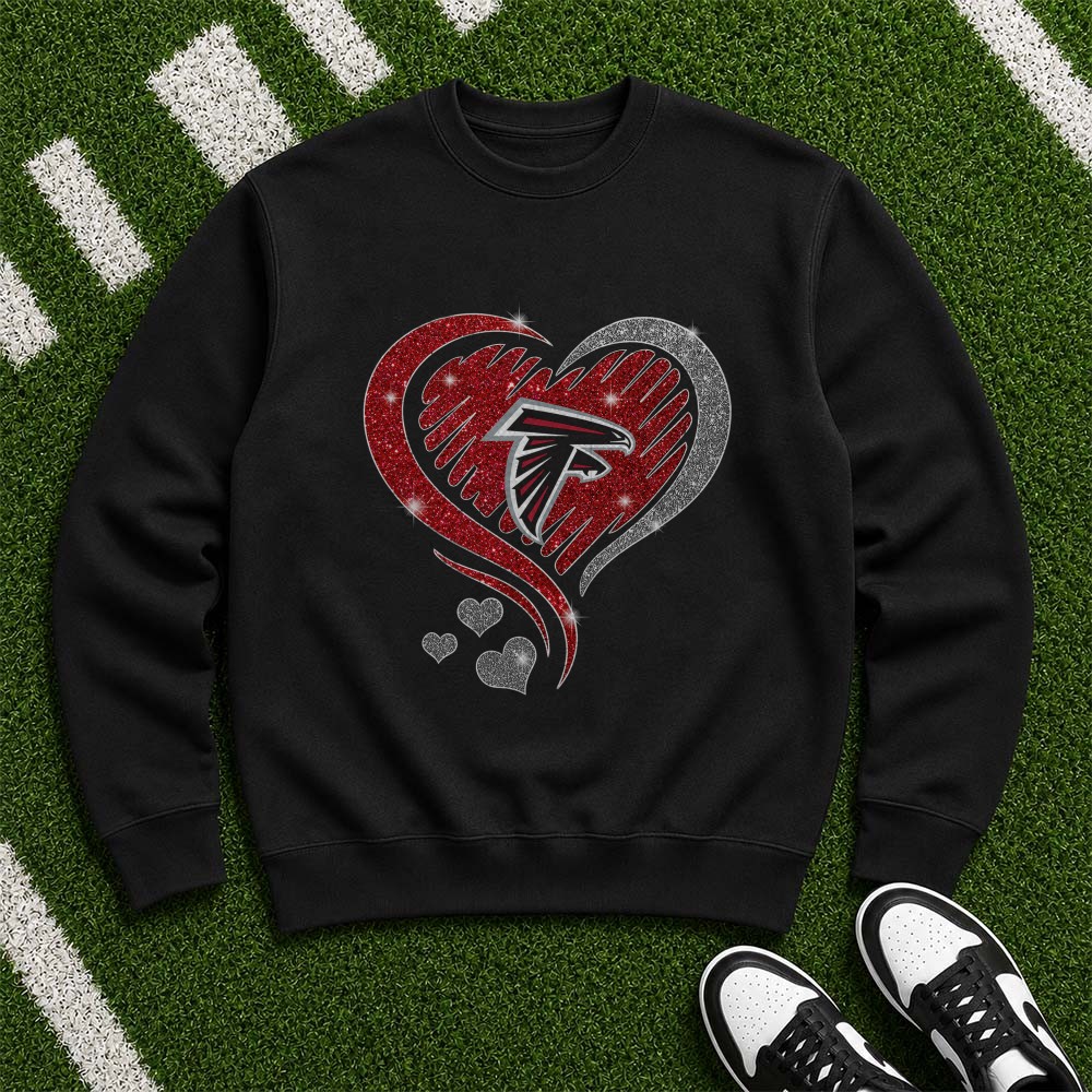 Atlanta Falcons Glitter Heart Logo Bling Football Fan Women T-Shirt Atlanta Falcons Glitter Heart Logo Bling Football Fan Women T-Shirt
