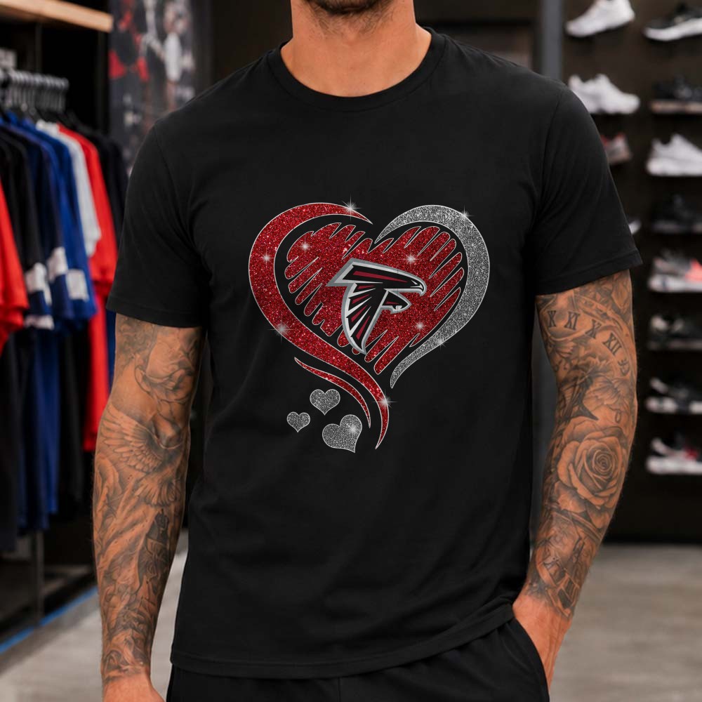 Atlanta Falcons Glitter Heart Logo Bling Football Fan Women T-Shirt Atlanta Falcons Glitter Heart Logo Bling Football Fan Women T-Shirt
