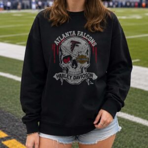 Atlanta Falcons Harley Davidson Skull Football Fan Biker T-Shirt