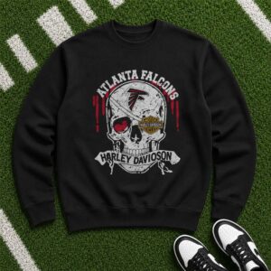 Atlanta Falcons Harley Davidson Skull Football Fan Biker T-Shirt