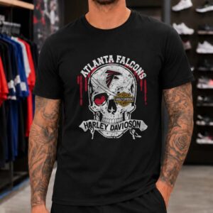 Atlanta Falcons Harley Davidson Skull Football Fan Biker T-Shirt