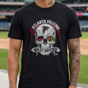 Atlanta Falcons Harley Davidson Skull Football Fan Biker T-Shirt