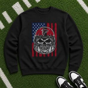Atlanta Falcons Skull Helmet American Flag Football Fan T-Shirt