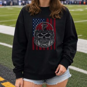 Atlanta Falcons Skull Helmet American Flag Football Fan T-Shirt