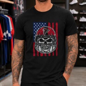 Atlanta Falcons Skull Helmet American Flag Football Fan T-Shirt