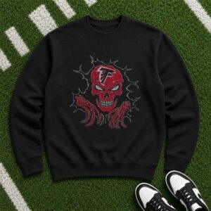 Atlanta Falcons Skull Ripping Through Skeleton Hands Football Fan T-Shirt