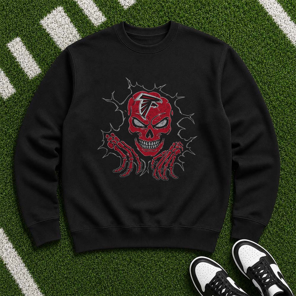 Atlanta Falcons Skull Ripping Through Skeleton Hands Football Fan T-Shirt Atlanta Falcons Skull Ripping Through Skeleton Hands Football Fan T-Shirt