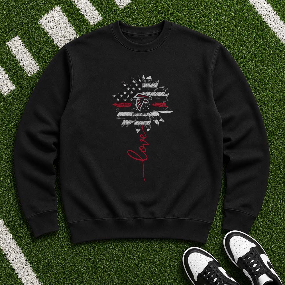 Atlanta Falcons Sunflower American Flag Love Football Fan T-Shirt Atlanta Falcons Sunflower American Flag Love Football Fan T-Shirt