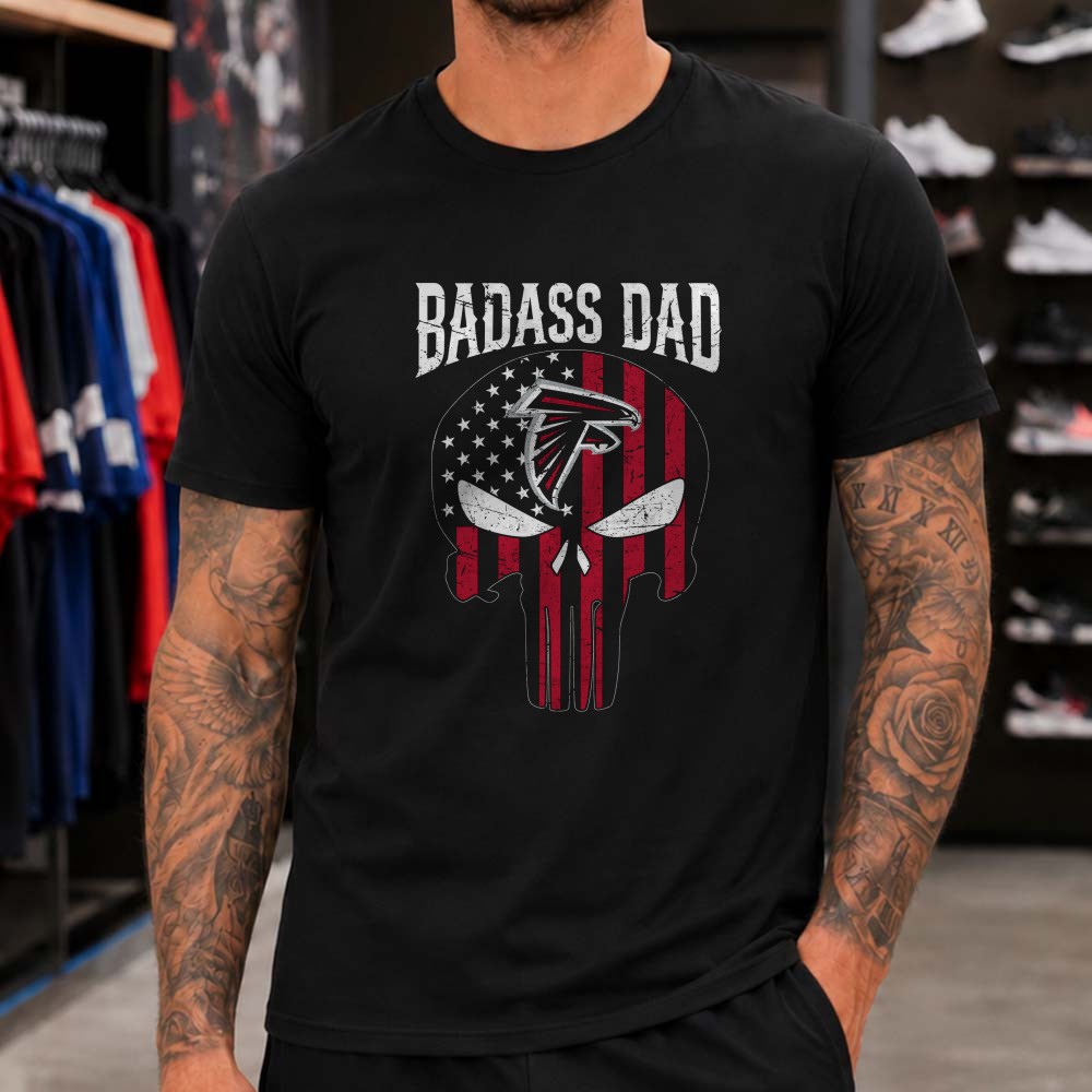 Badass Dad Punisher Skull Atlanta Falcons American Flag Father’s Day T-Shirt Badass Dad Punisher Skull Atlanta Falcons American Flag Father’s Day T-Shirt