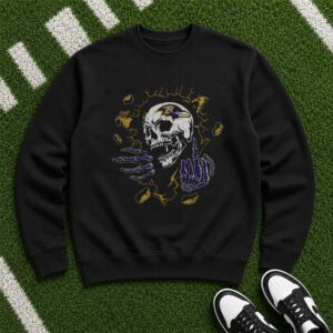 Baltimore Ravens Skull Breaking Wall Skeleton Hands Badass Men T-Shirt
