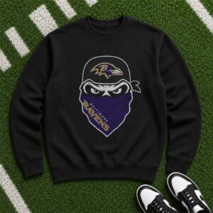 Baltimore Ravens Skull Gangster Bandana Cap Badass Street Style T-Shirt
