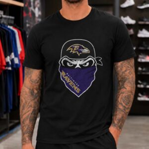 Baltimore Ravens Skull Gangster Bandana Cap Badass Street Style T-Shirt