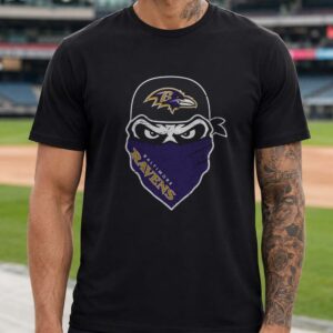 Baltimore Ravens Skull Gangster Bandana Cap Badass Street Style T-Shirt