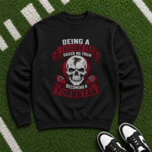 Being A Falcons Fan Saved Me Funny Adult Humor Skull Atlanta Falcons NFL T-Shirt