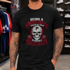 Being A Falcons Fan Saved Me Funny Adult Humor Skull Atlanta Falcons NFL T-Shirt