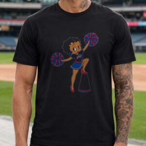 Betty Boop Cheerleader Buffalo Bills Pom Pom Game Day Women T-Shirt