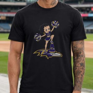 Betty Boop Cheerleader Women Baltimore Ravens Fan T-Shirt