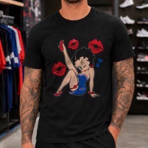 Betty Boop Kiss Lips Buffalo Bills Heart Flirty Pin Up Women T-Shirt