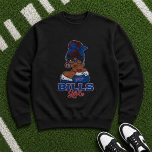 Bills Girl Messy Bun Sunglasses Football Women Stylish Supporter T-Shirt
