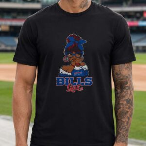 Bills Girl Messy Bun Sunglasses Football Women Stylish Supporter T-Shirt