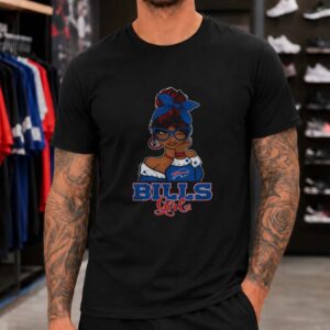 Bills Girl Messy Bun Sunglasses Football Women Stylish Supporter T-Shirt