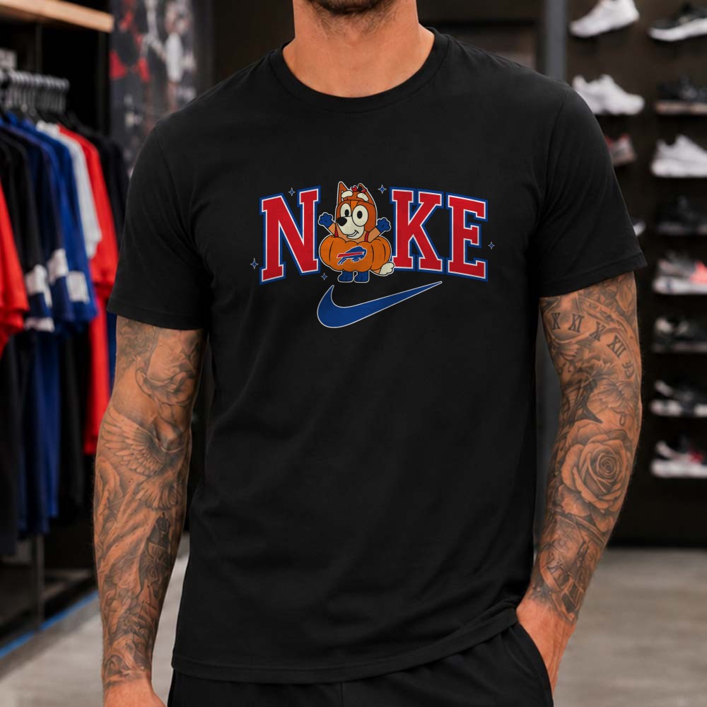 Bingo Bluey Pumpkin Halloween Nike Parody Bills Fan Buffalo Bills NFL T-Shirt Bingo Bluey Pumpkin Halloween Nike Parody Bills Fan Buffalo Bills NFL T-Shirt