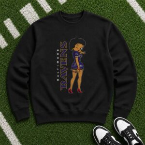 Black Betty Boop African American Women Baltimore Ravens T-Shirt