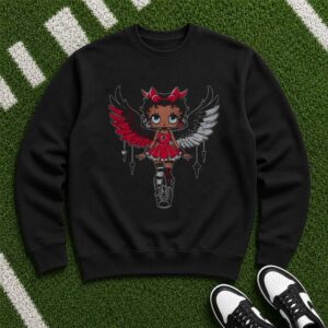 Black Betty Boop Angel Wings Atlanta Falcons Football Fan Women T-Shirt