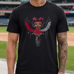 Black Betty Boop Angel Wings Atlanta Falcons Football Fan Women T-Shirt