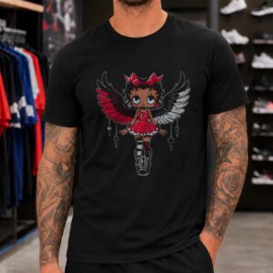 Black Betty Boop Angel Wings Atlanta Falcons Football Fan Women T-Shirt