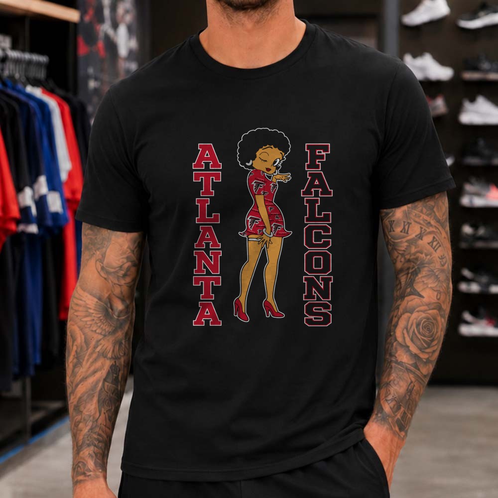 Black Betty Boop Atlanta Falcons Football Fan Women T-Shirt Black Betty Boop Atlanta Falcons Football Fan Women T-Shirt