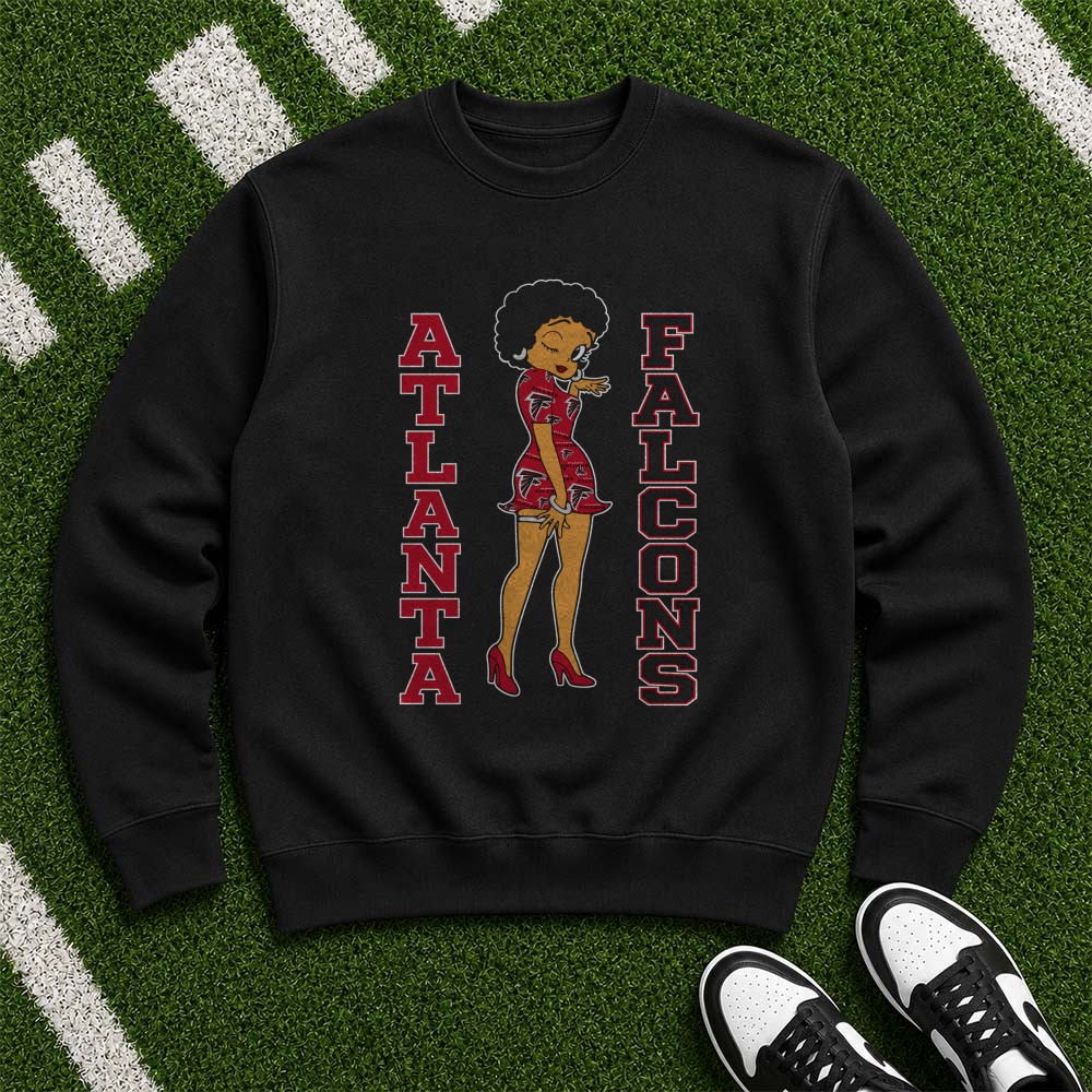 Black Betty Boop Atlanta Falcons Football Fan Women T-Shirt Black Betty Boop Atlanta Falcons Football Fan Women T-Shirt