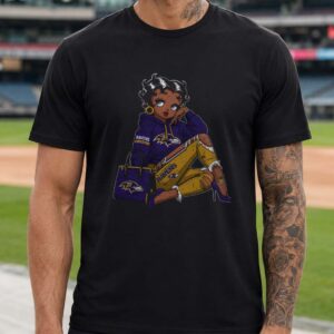 Black Betty Boop Drip Style African American Women Baltimore Ravens T-Shirt