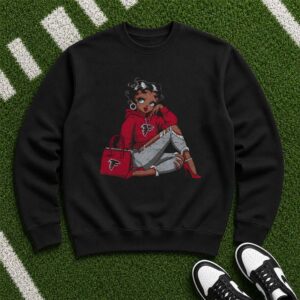 Black Betty Boop Hoodie Casual Atlanta Falcons Football Fan Women T-Shirt