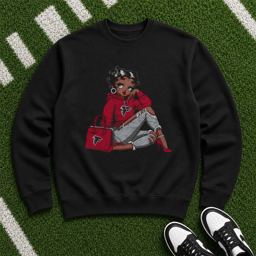 Black Betty Boop Hoodie Casual Atlanta Falcons Football Fan Women T-Shirt Black Betty Boop Hoodie Casual Atlanta Falcons Football Fan Women T-Shirt