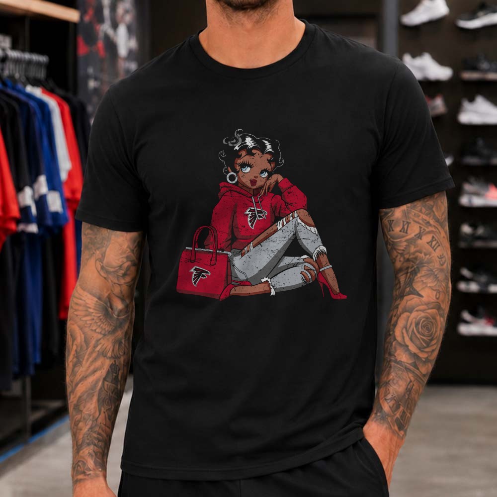 Black Betty Boop Hoodie Casual Atlanta Falcons Football Fan Women T-Shirt Black Betty Boop Hoodie Casual Atlanta Falcons Football Fan Women T-Shirt