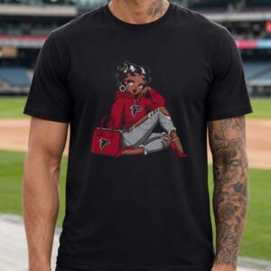 Black Betty Boop Hoodie Casual Atlanta Falcons Football Fan Women T-Shirt