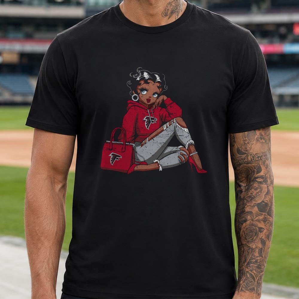 Black Betty Boop Hoodie Casual Atlanta Falcons Football Fan Women T-Shirt Black Betty Boop Hoodie Casual Atlanta Falcons Football Fan Women T-Shirt