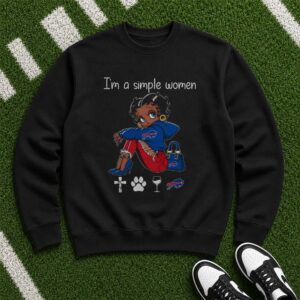 Black Betty Boop I'm A Simple Women Cross Dog Paw Wine African American Women Buffalo Bills T-Shirt (1)