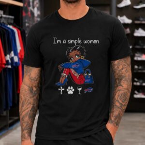 Black Betty Boop I'm A Simple Women Cross Dog Paw Wine African American Women Buffalo Bills T-Shirt (1)